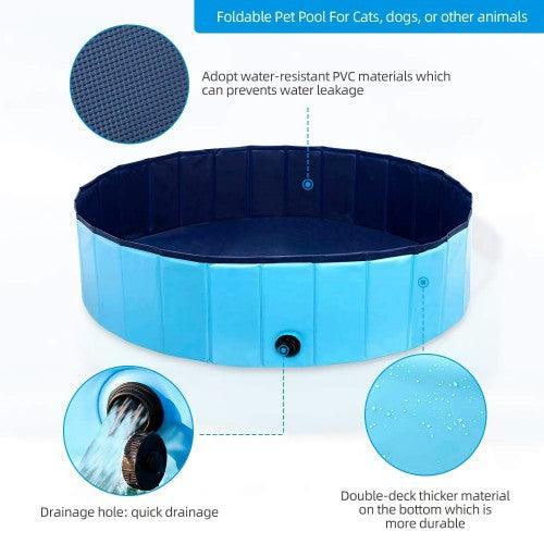 80 x 20 cm Portable Dog Kiddie Swimming Pool, PVC Foldable Non-Slip Bathtub for Small Dogs Pets (Blue) - Toytexx 80 x 20 cm Portable Dog Kiddie Swimming Pool, PVC Foldable Non-Slip Bathtub for Small Dogs Pets (Blue) - Toytexx